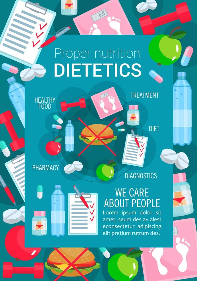 cartaz médico vetorial para medicina dietética vetor