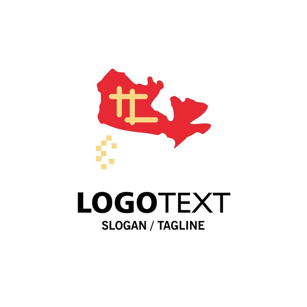 cor plana de modelo de logotipo de negócios de localização de mapa do canadá vetor