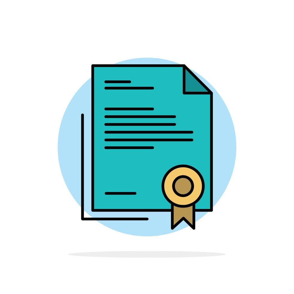 certificado negócio diploma documento legal carta papel abstrato círculo fundo ícone de cor plana vetor