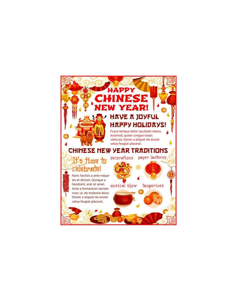 cartaz do ano novo chinês do feriado do festival da primavera vetor