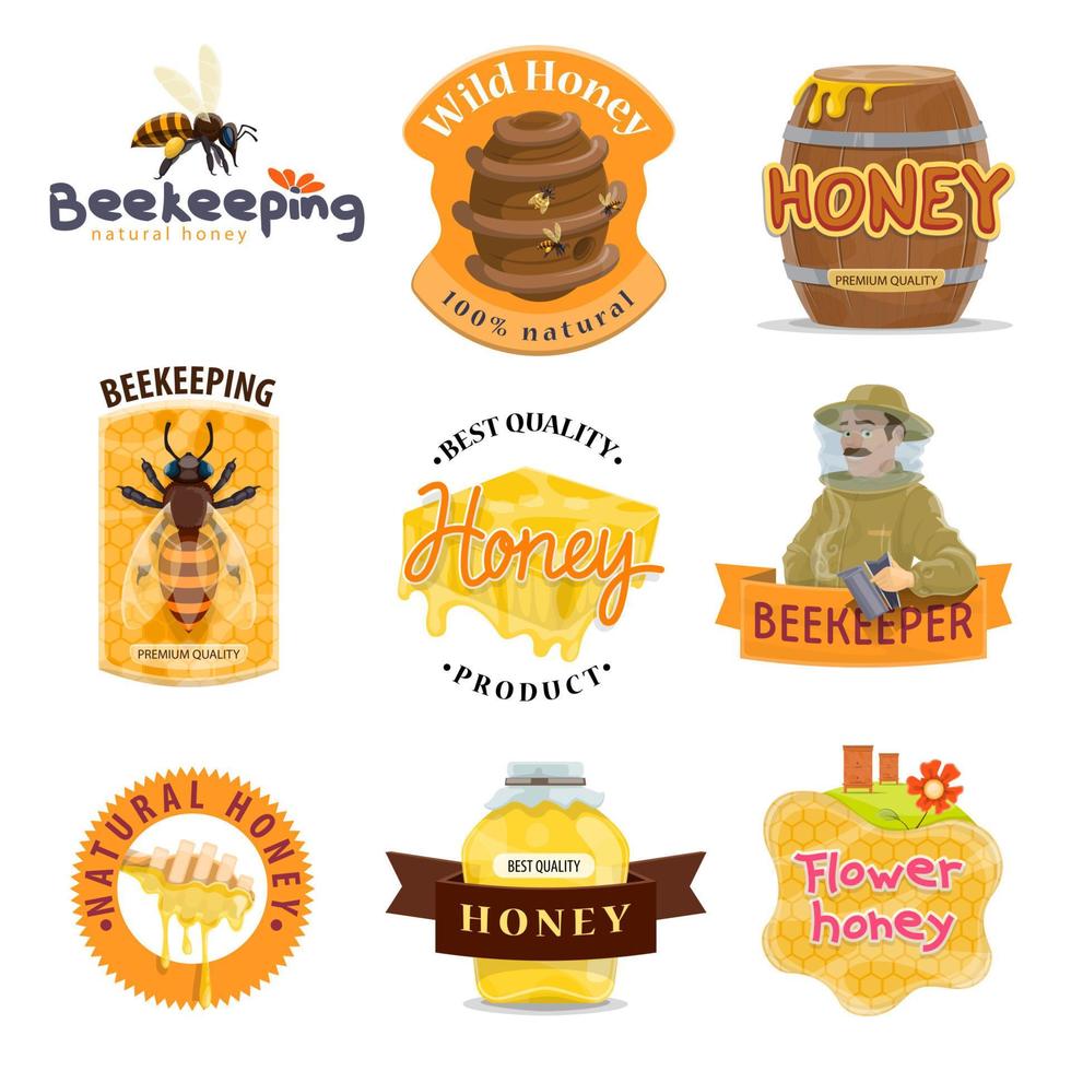 mel ícone de comida natural do produto da fazenda de apicultura vetor