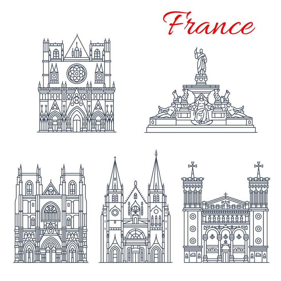 ícone de marco de viagem francês de igrejas europeias vetor