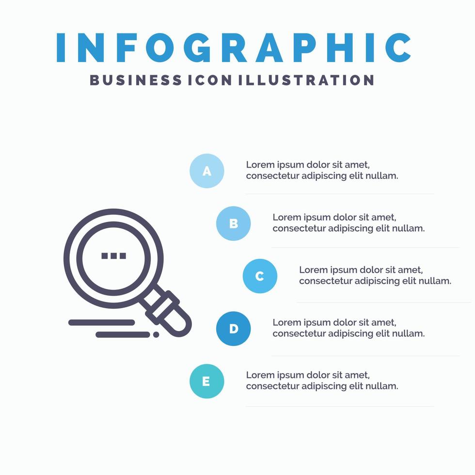 pesquisa encontrar ícone de linha de motivação com fundo de infográficos de apresentação de 5 etapas vetor