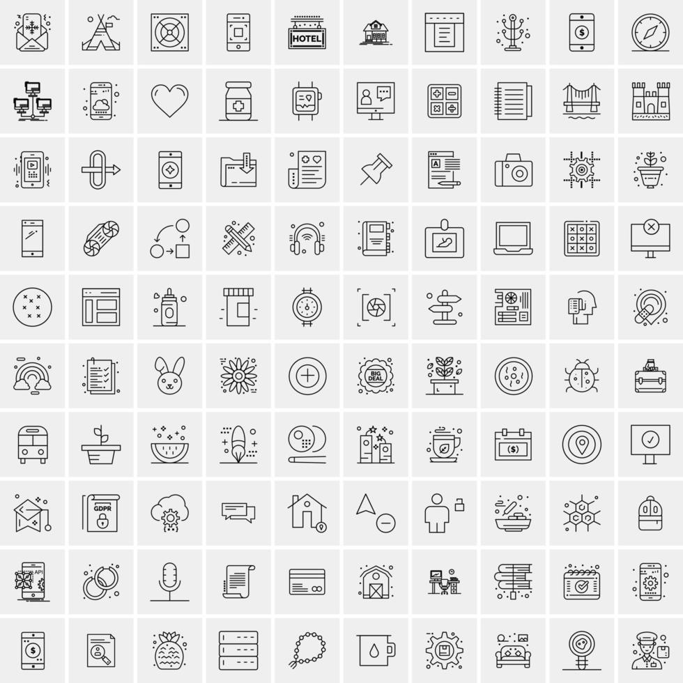 conjunto de 100 ícones de linha de negócios criativos vetor