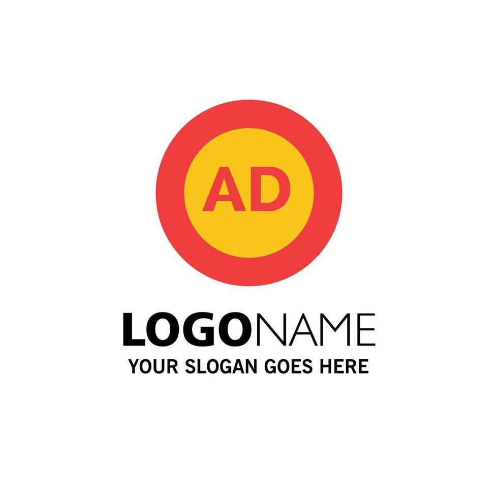 bloco de anúncios de anúncio anúncio de bloco de publicidade modelo de logotipo de negócios cor plana vetor