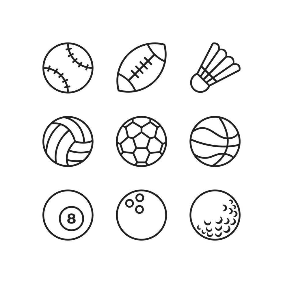 coleção de vetores de logotipo de ícone de linha de bola esportiva