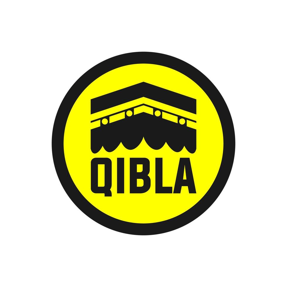 sinal qibla. ícone de qibla. direção de oração muçulmana. direção kaaba. direção de meca na arábia saudita vetor