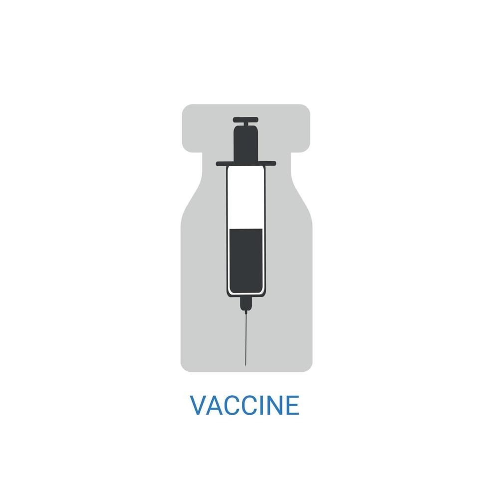 ícone plano de frasco de vacina e seringa. desenho vetorial isolado em um fundo branco. vetor