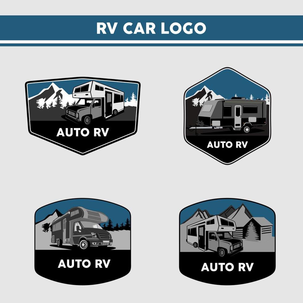 vetor de ilustração de conjunto de emblema de logotipo de carro rv