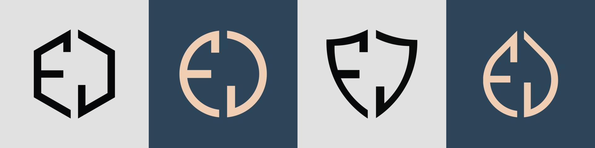 pacote de designs de logotipo fj de letras iniciais simples criativas. vetor