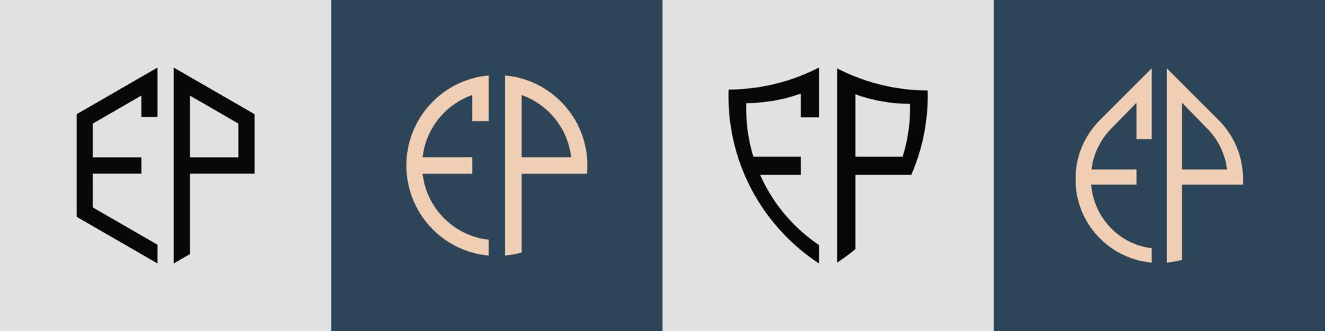 pacote de designs de logotipo de fp de letras iniciais simples criativas. vetor