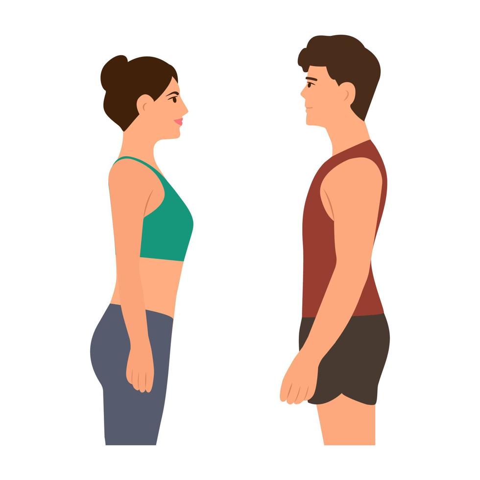 esporte homem e mulher em roupas esportivas. fitness, estilo de vida saudável. ilustração vetorial vetor