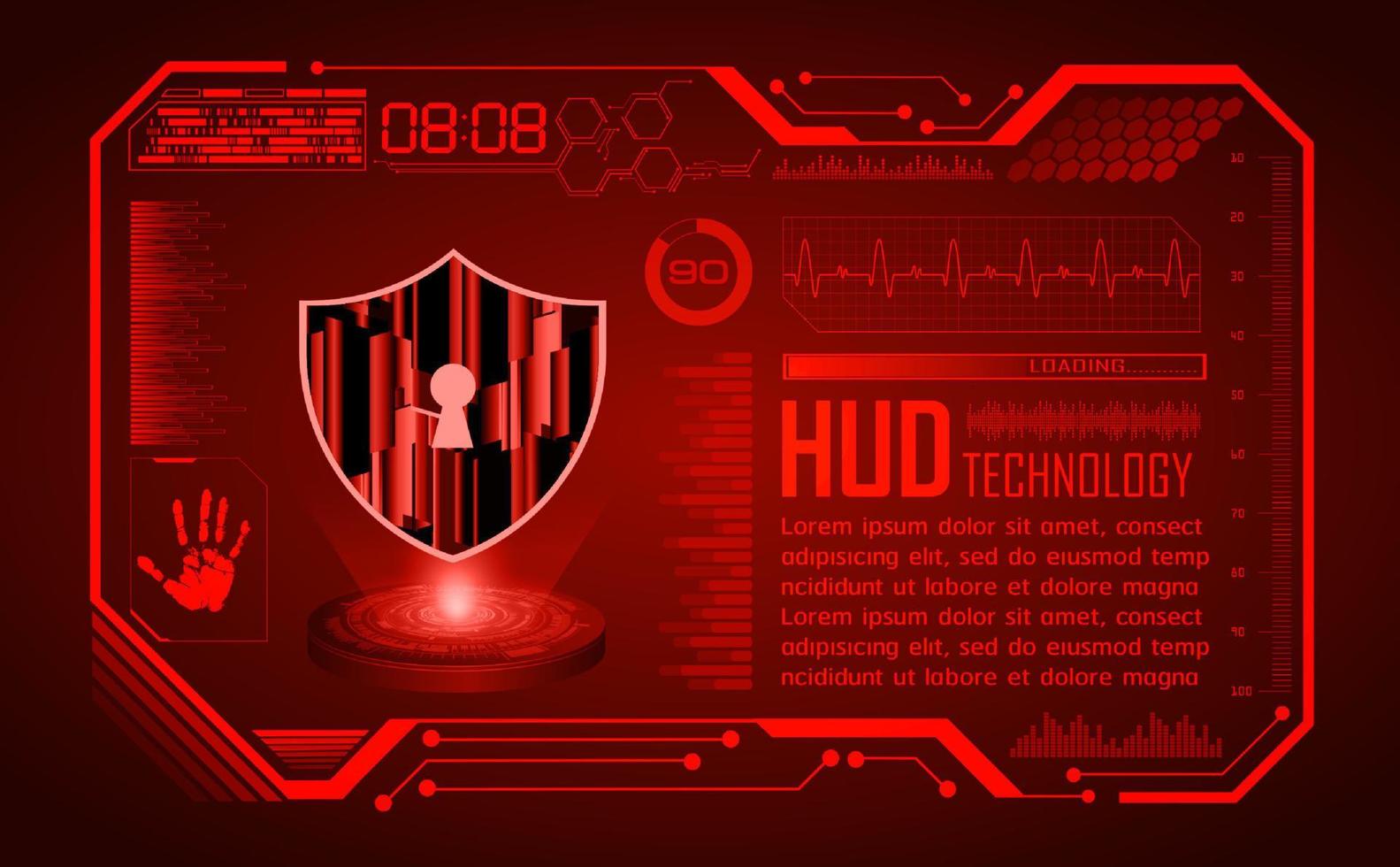 fundo de tela de tecnologia hud moderna com bloqueio vetor