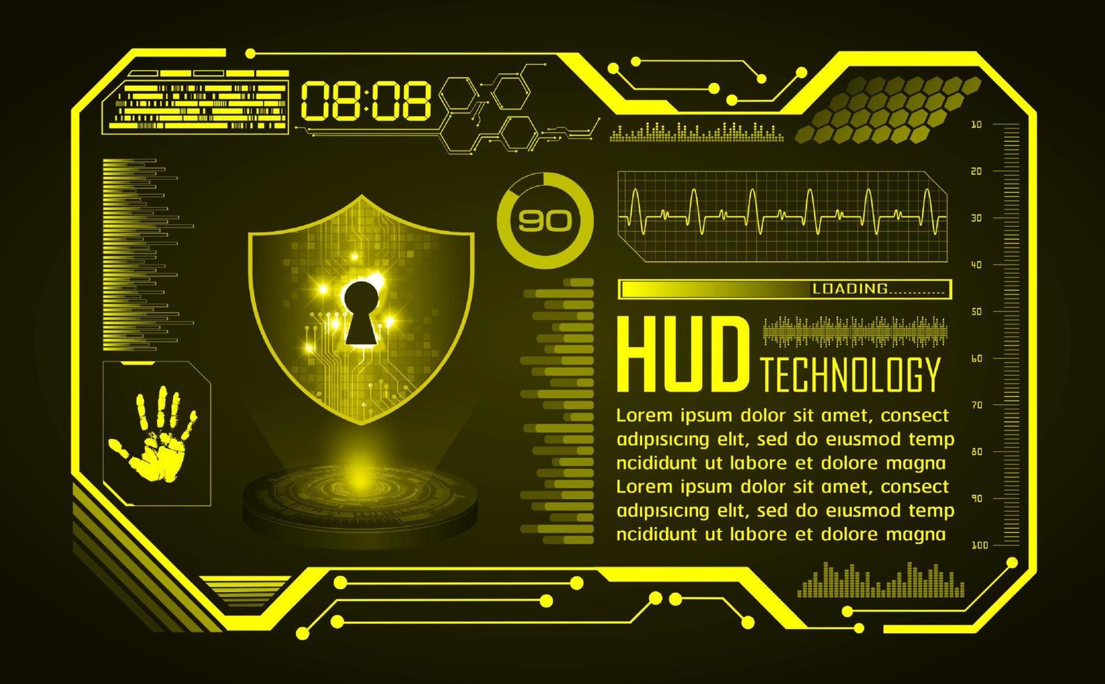 fundo de tela de tecnologia hud moderna com bloqueio vetor