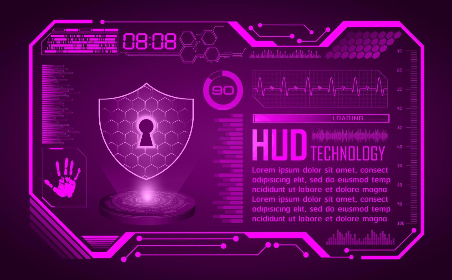 fundo de tela de tecnologia hud moderna com bloqueio vetor