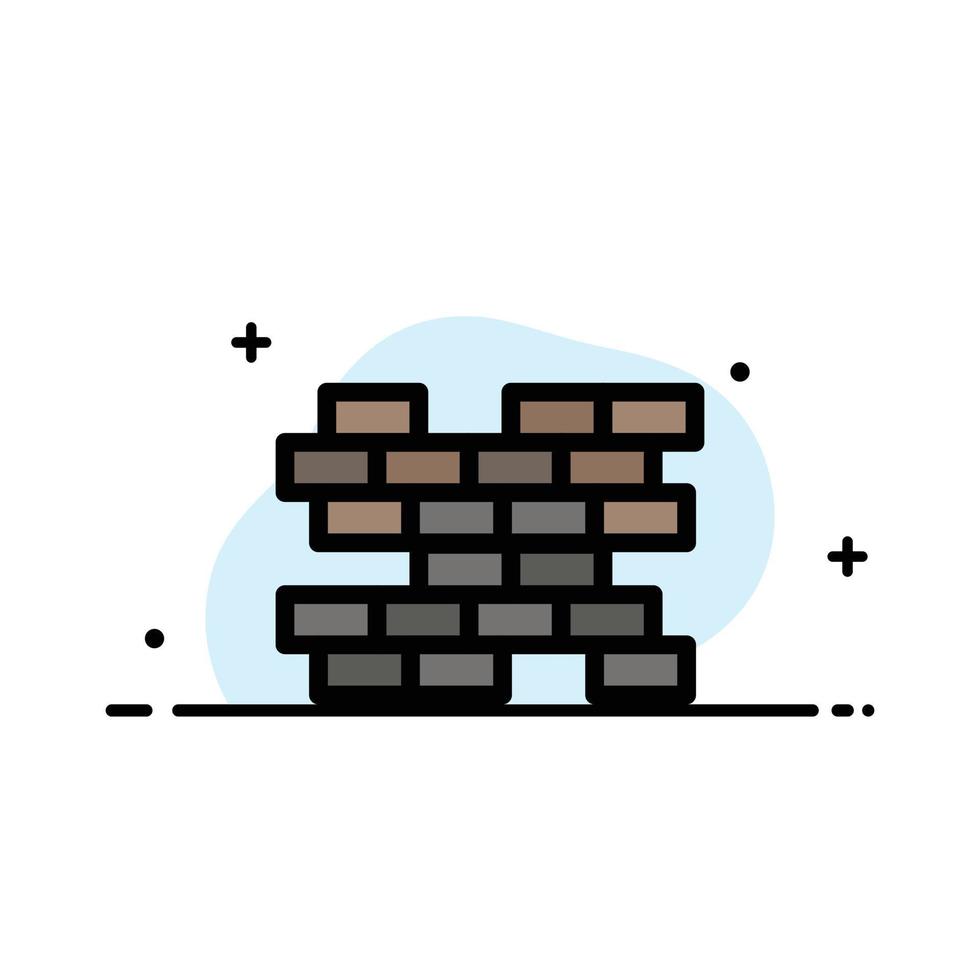 modelo de banner de vetor de ícone cheio de linha plana de negócios de parede de tijolos de tijolo