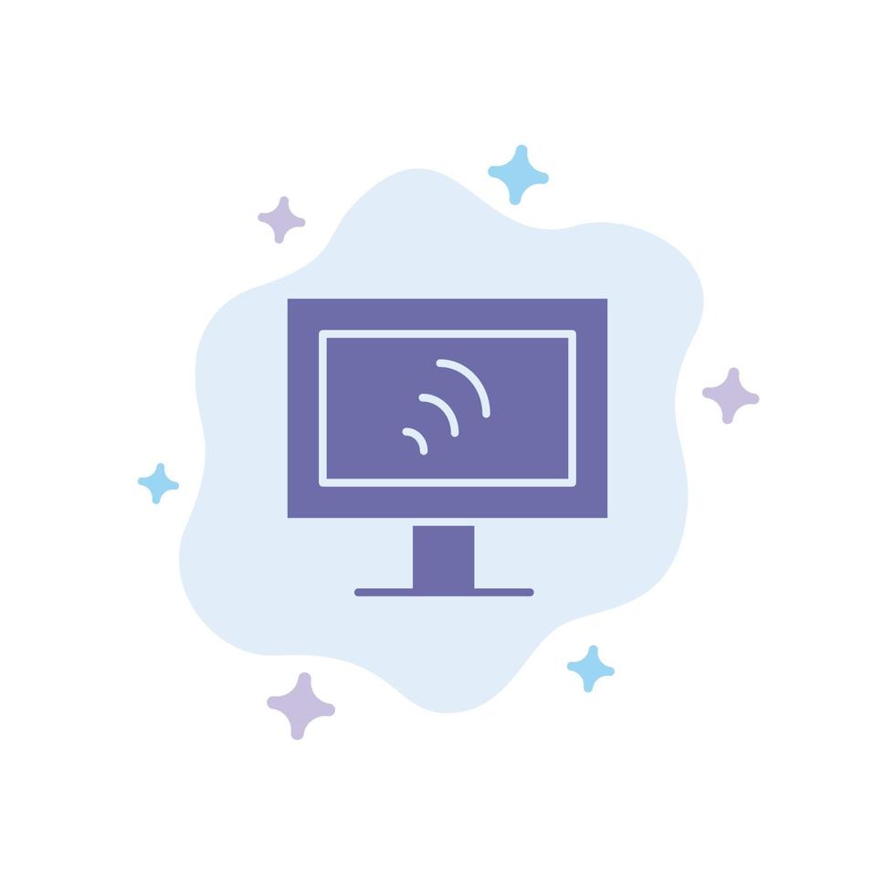 ícone azul do serviço wifi do computador no fundo abstrato da nuvem vetor