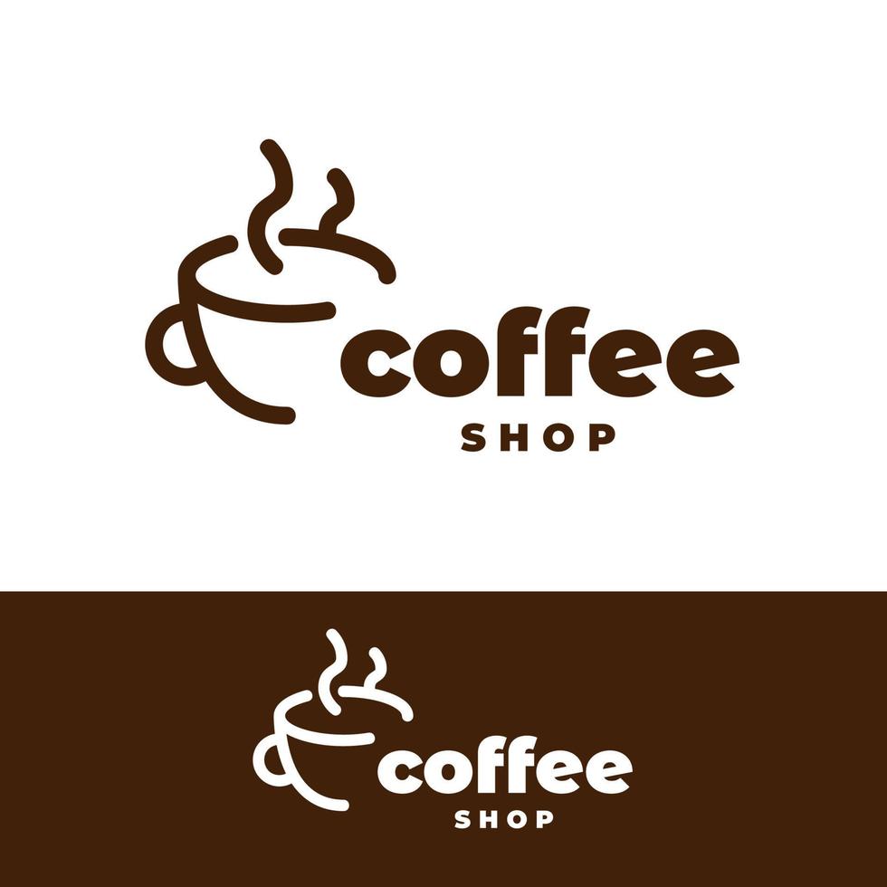 vetor de modelo de inspiração de design de logotipo de linha de café com símbolo criativo cafetaria moderna simples