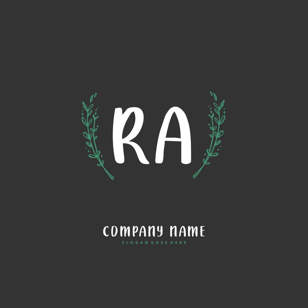 ra caligrafia inicial e design de logotipo de assinatura com círculo. logotipo manuscrito de design bonito para moda, equipe, casamento, logotipo de luxo. vetor