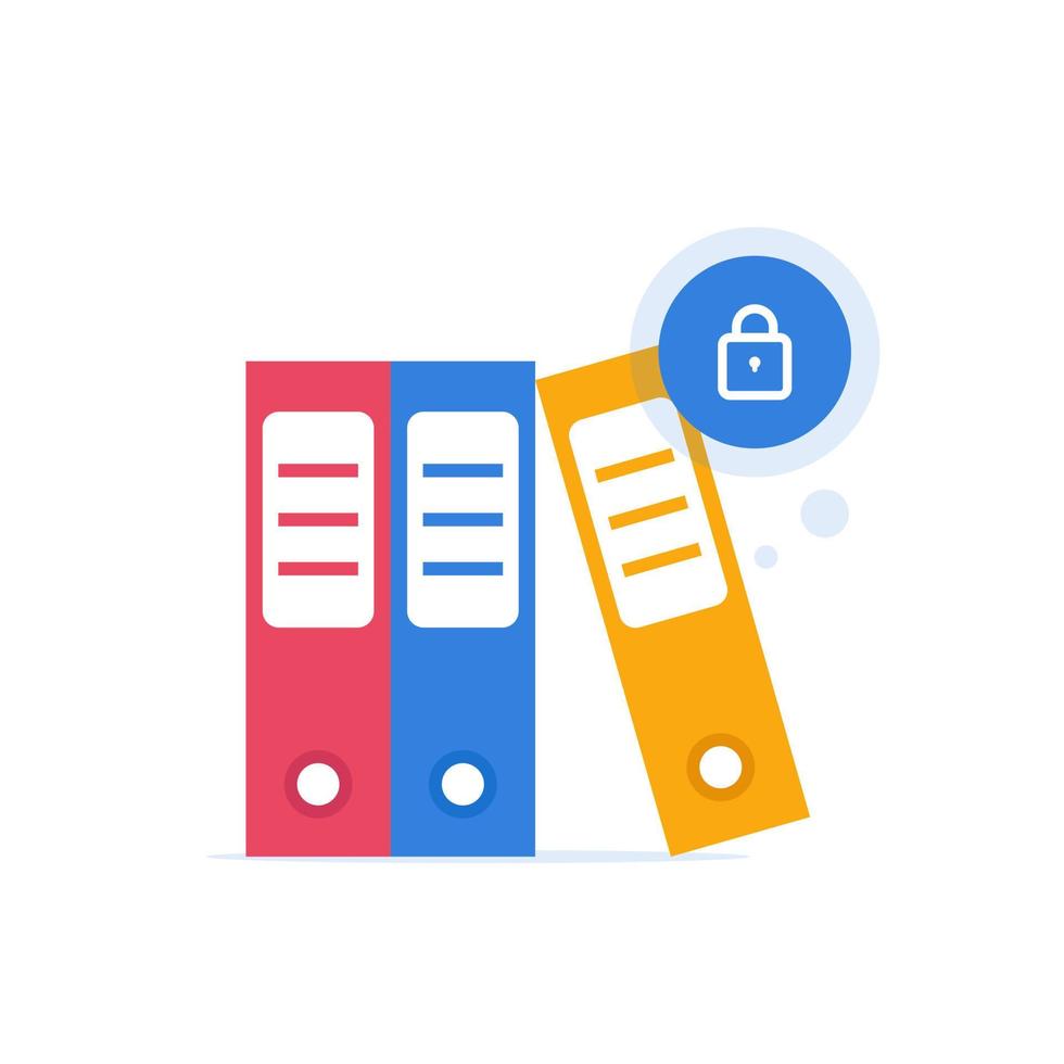 arquivos de documentos e armários, ilustração vetorial de ícone de design plano vetor