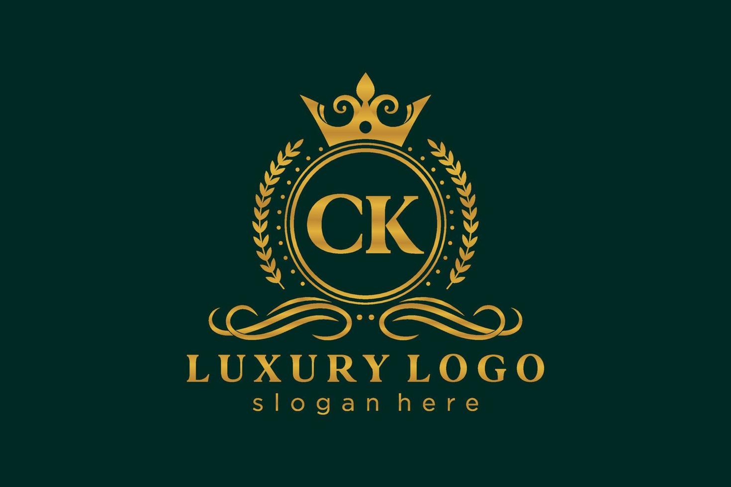 modelo de logotipo de luxo real carta ck inicial em arte vetorial para restaurante, realeza, boutique, café, hotel, heráldica, joias, moda e outras ilustrações vetoriais. vetor