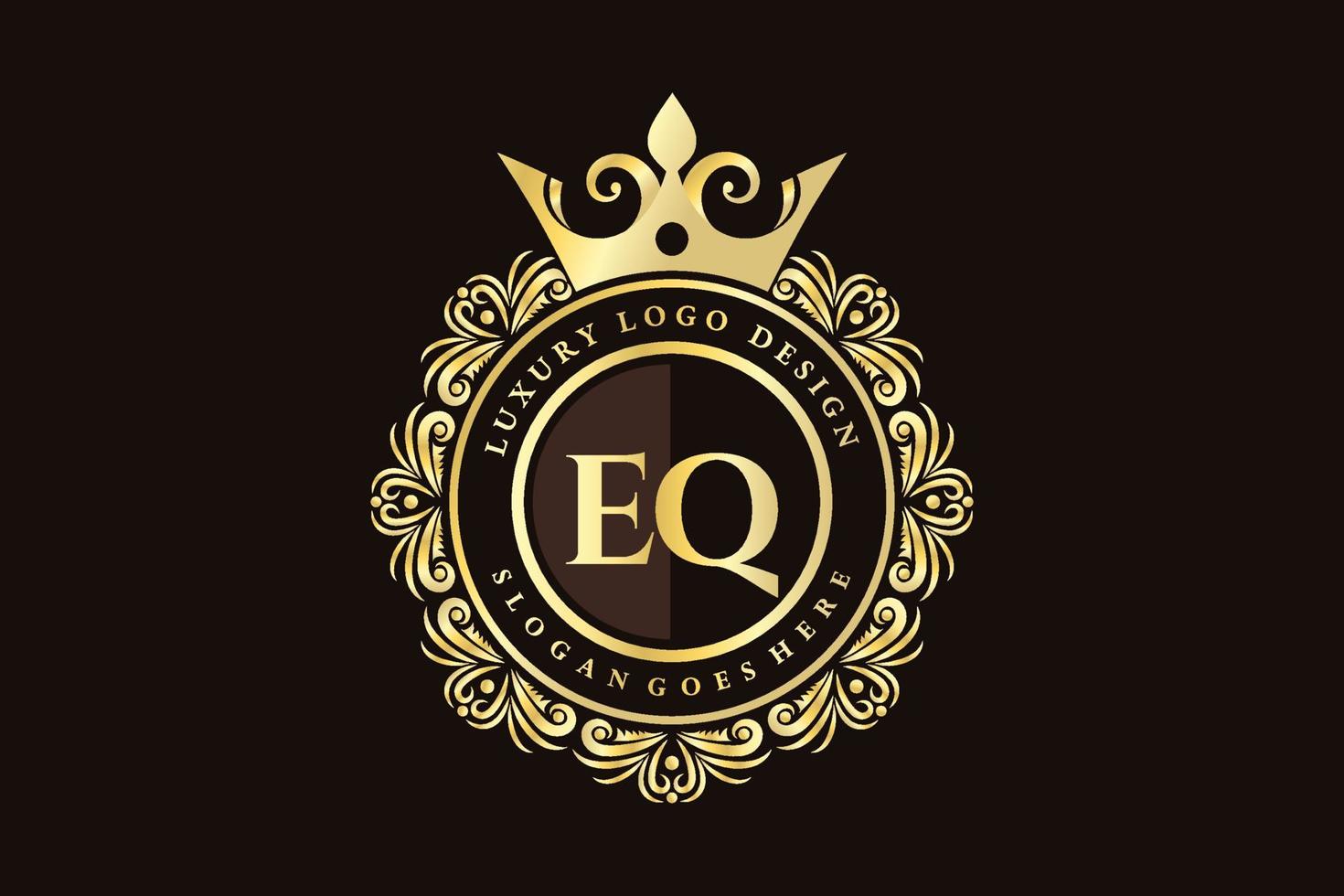 eq letra inicial ouro caligráfico feminino floral mão desenhada monograma heráldico antigo estilo vintage luxo design de logotipo vetor premium