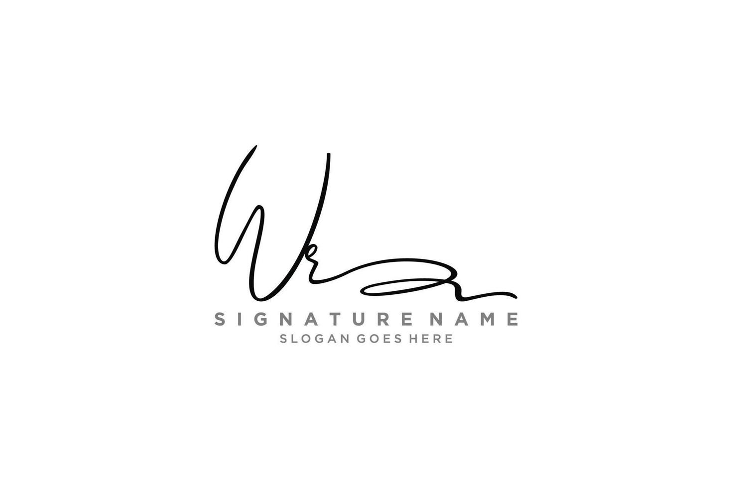 modelo de logotipo de assinatura de carta inicial wr design elegante ícone de vetor de modelo de símbolo de sinal de logotipo
