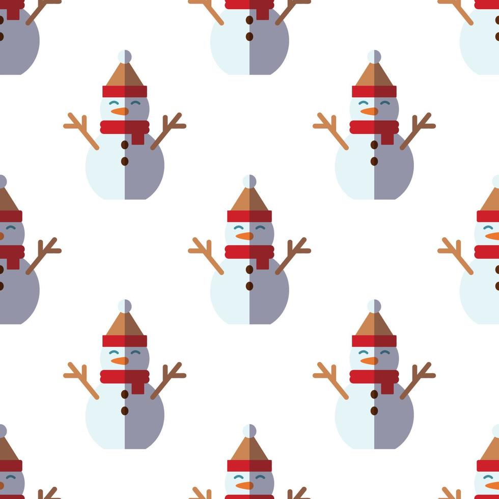 conceito de natal e ano novo. padrão simples de boneco de neve liso sobre fundo branco. perfeito para sites, embalagens, caixas de presente, cartões postais vetor
