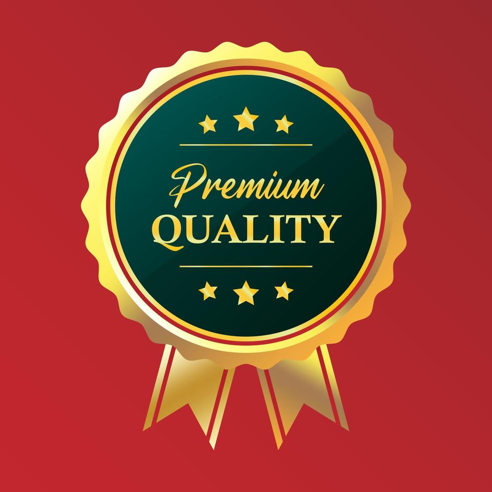 distintivo de qualidade premium de ouro, selo de etiqueta de luxo na cor gradiente dourada vetor