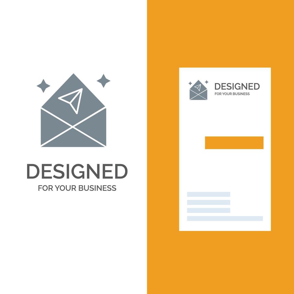 correio de bate-papo seta design de logotipo cinza aberto e modelo de cartão de visita vetor