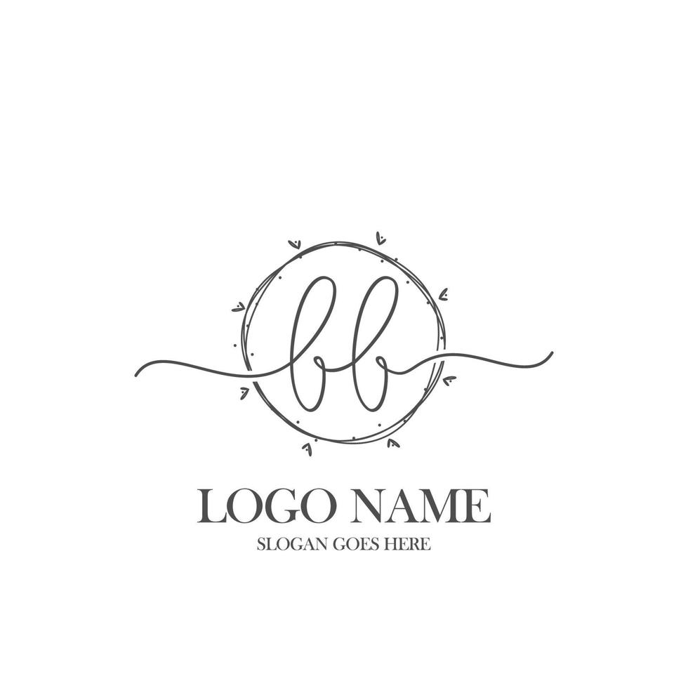 monograma de beleza inicial bb e design de logotipo elegante, logotipo de caligrafia da assinatura inicial, casamento, moda, floral e botânico com modelo criativo. vetor