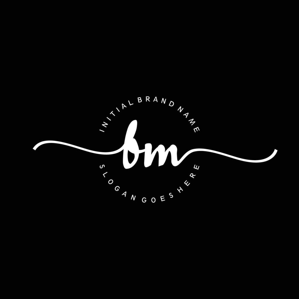 vetor de modelo de logotipo de caligrafia inicial bm