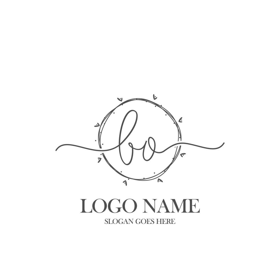 monograma de beleza inicial bo e design de logotipo elegante, logotipo de caligrafia da assinatura inicial, casamento, moda, floral e botânico com modelo criativo. vetor