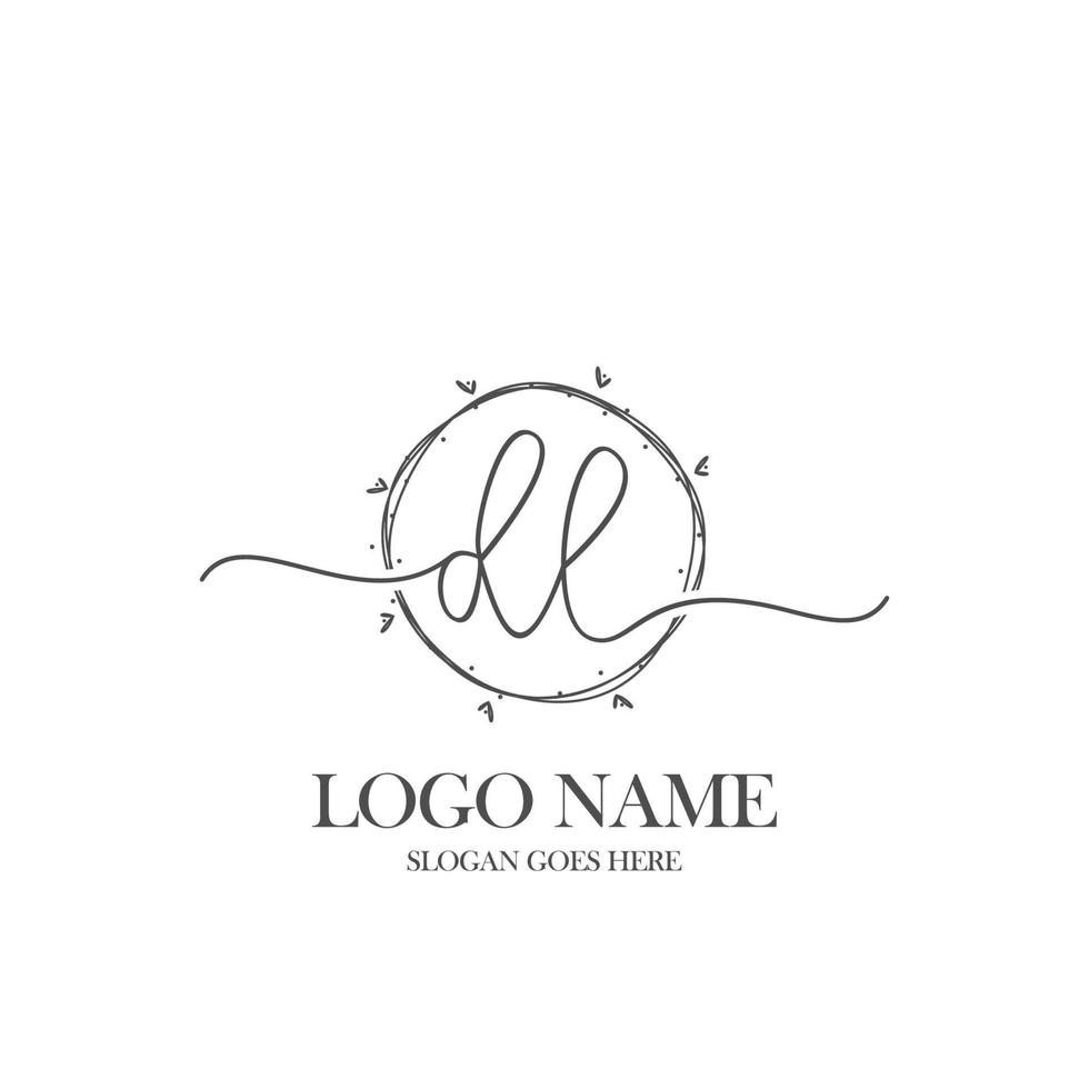 monograma de beleza dl inicial e design de logotipo elegante, logotipo de caligrafia da assinatura inicial, casamento, moda, floral e botânico com modelo criativo. vetor