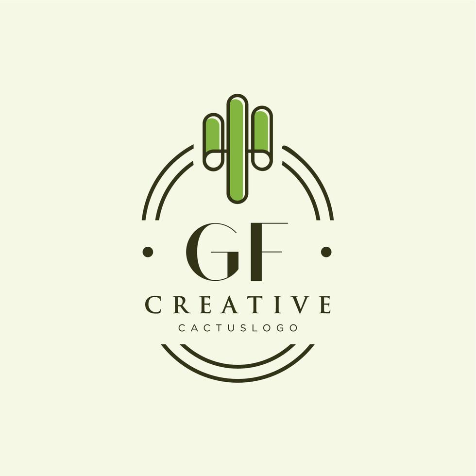 gf letra inicial vetor de logotipo de cacto verde