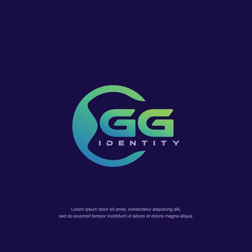 vetor de modelo de logotipo de linha circular de letra inicial gg com mistura de cores gradientes