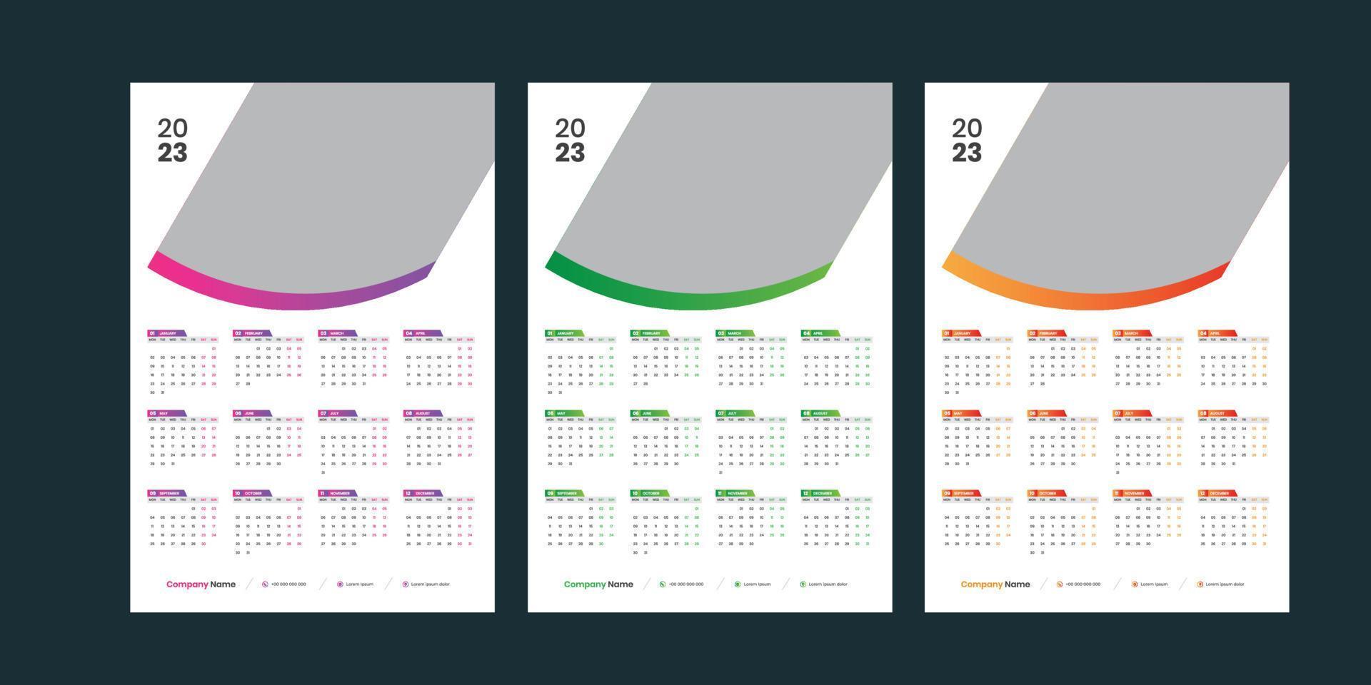 calendário de parede 2023 vetor