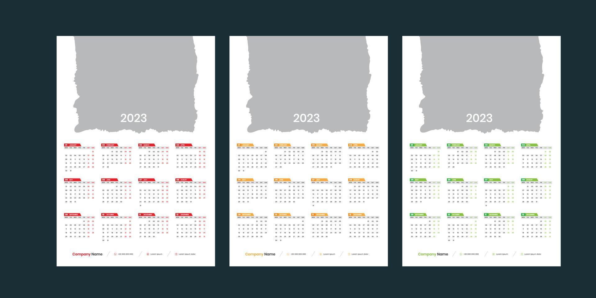 calendário de parede 2023 vetor