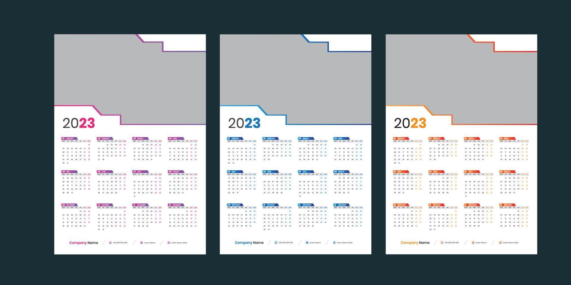 calendário de parede 2023 vetor