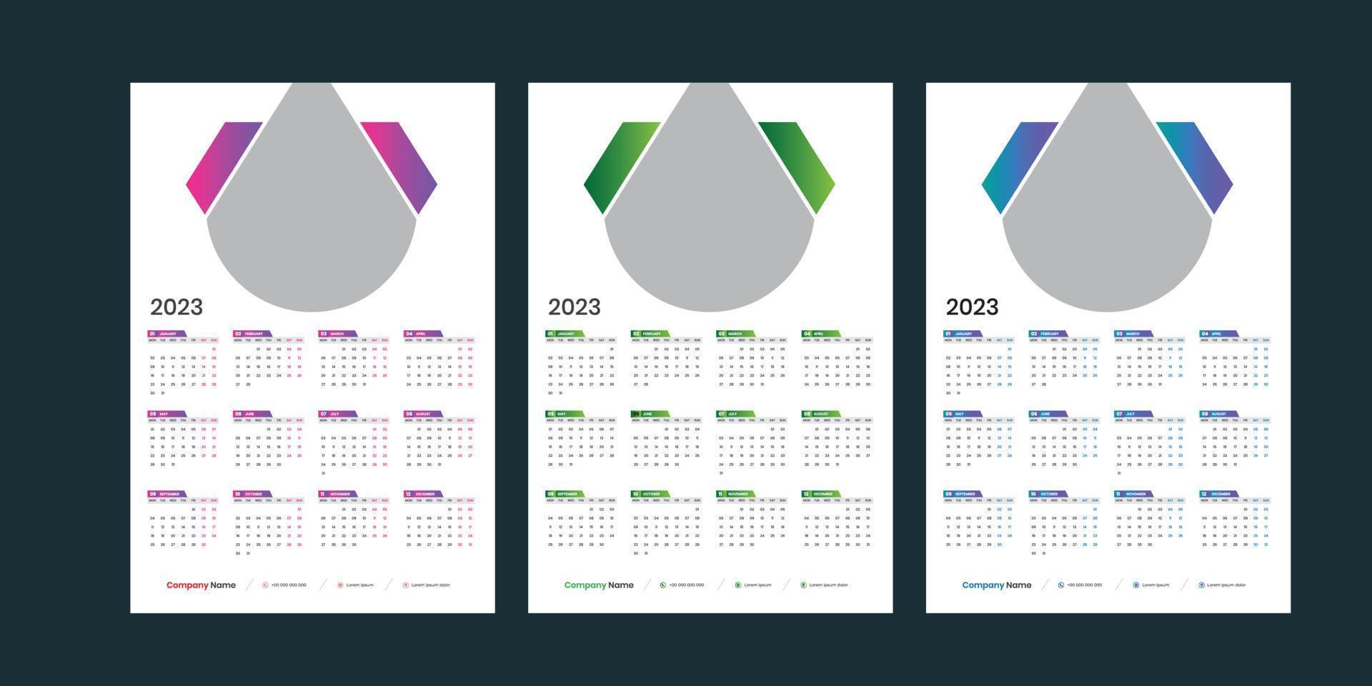 calendário de parede 2023 vetor