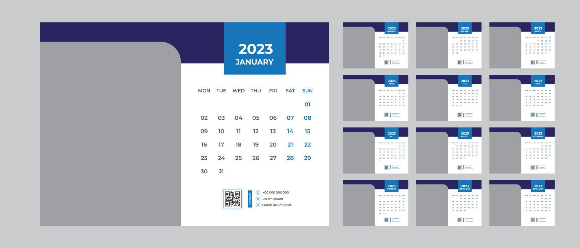 design de calendário de mesa 2023 vetor