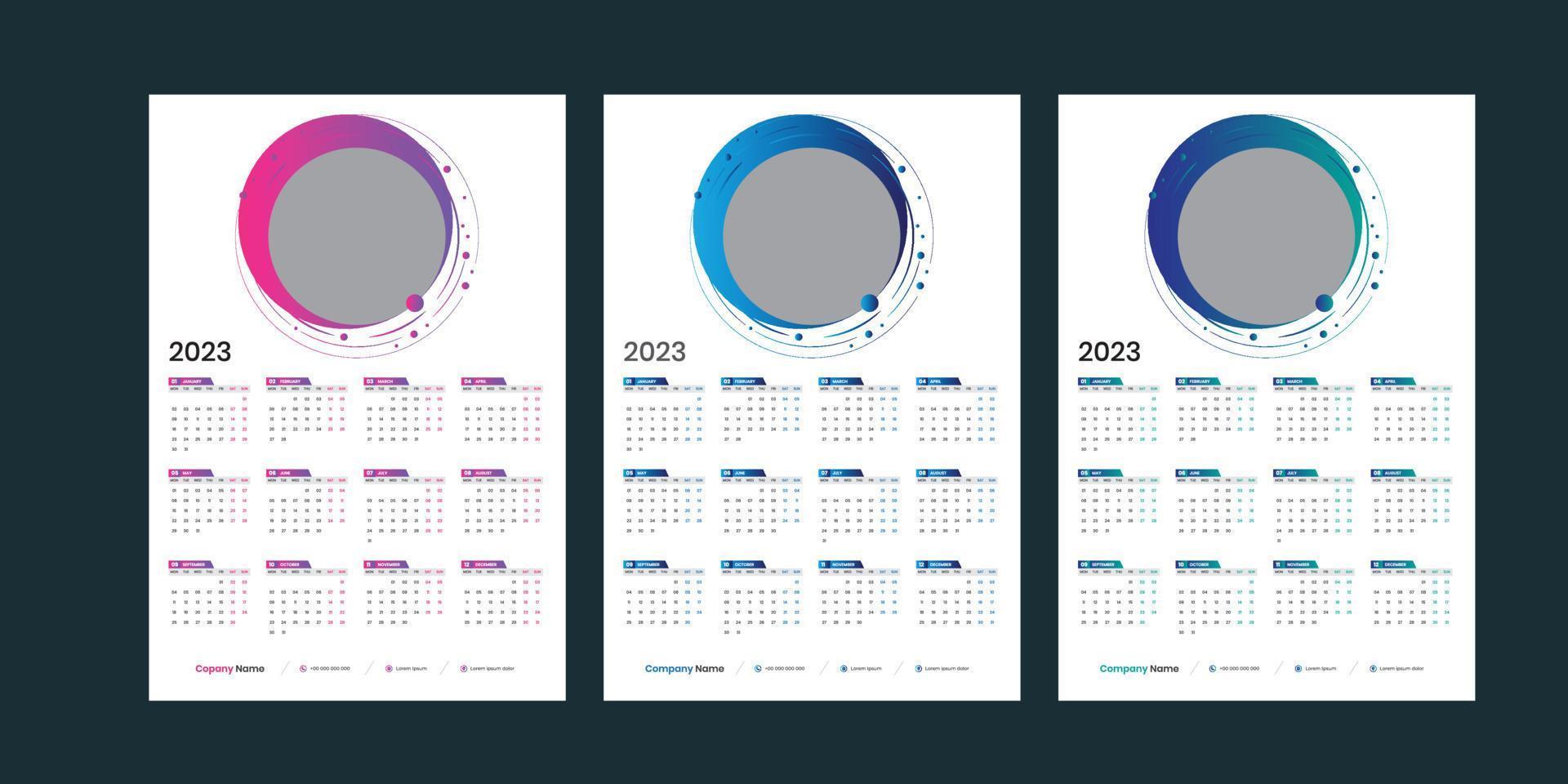 calendário de parede 2023 vetor