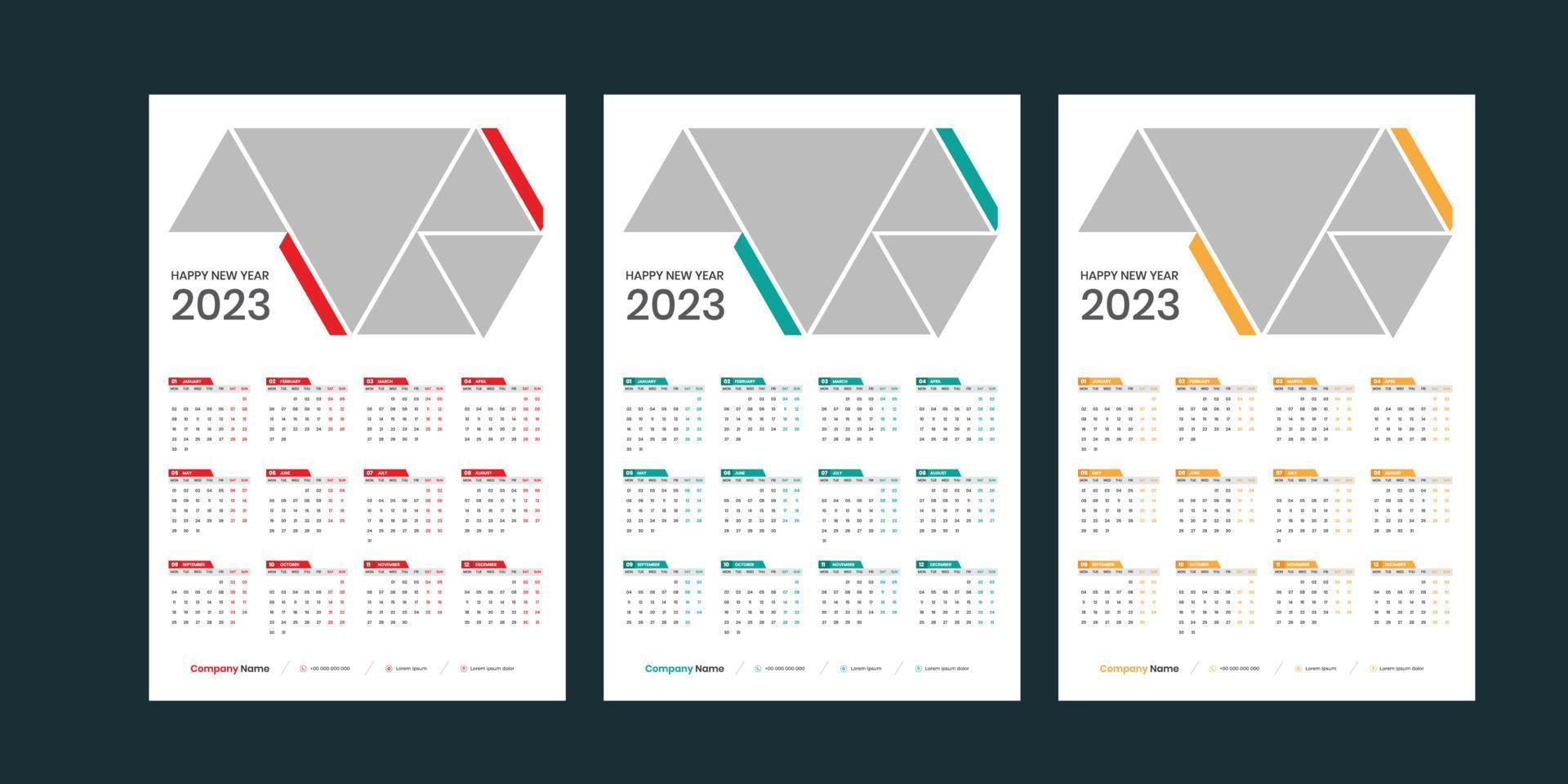 calendário de parede 2023 vetor