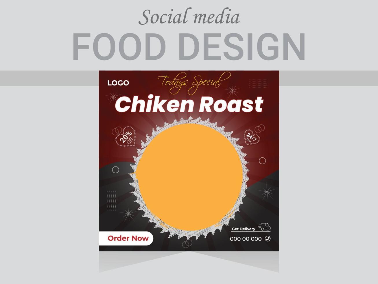 modelo de design de comida de postagem de mídia social, layout de design de pôster da web vetorial. vetor