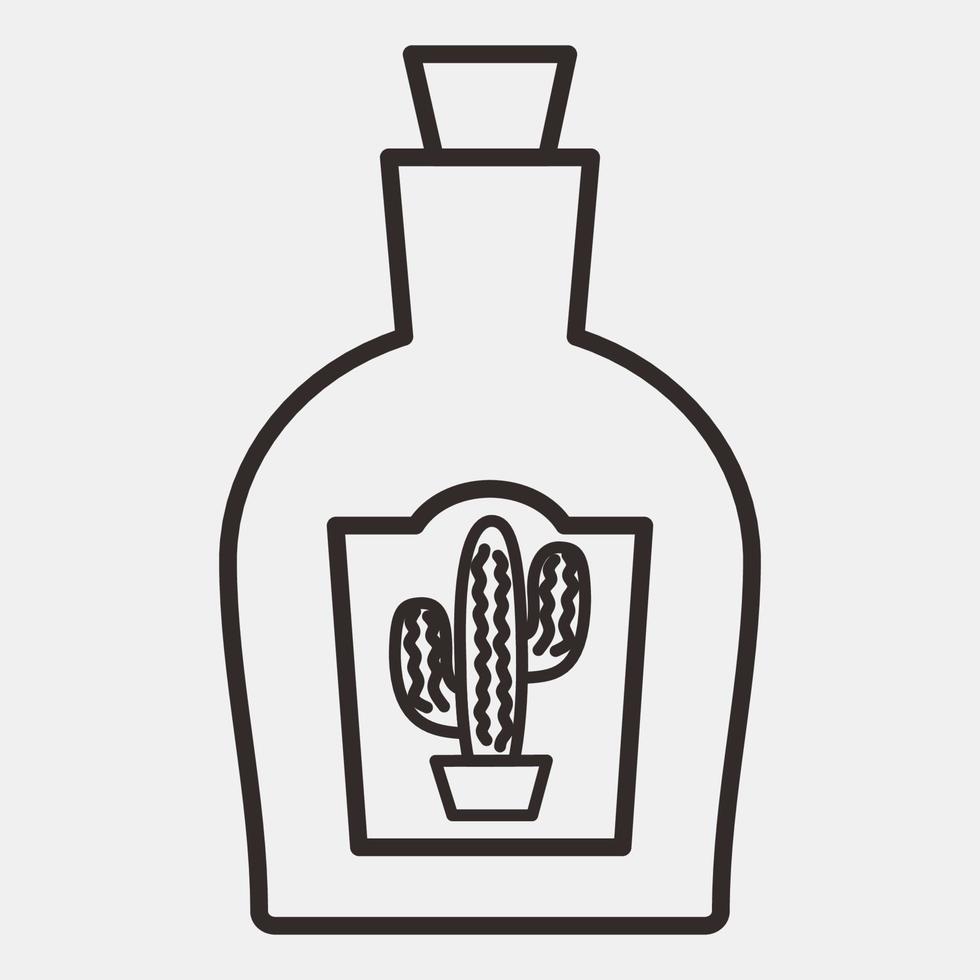 tequila ícone. dia dos elementos de celebração mortos. ícones em estilo de linha. bom para impressões, cartazes, logotipo, decoração de festa, cartão de felicitações, etc. vetor