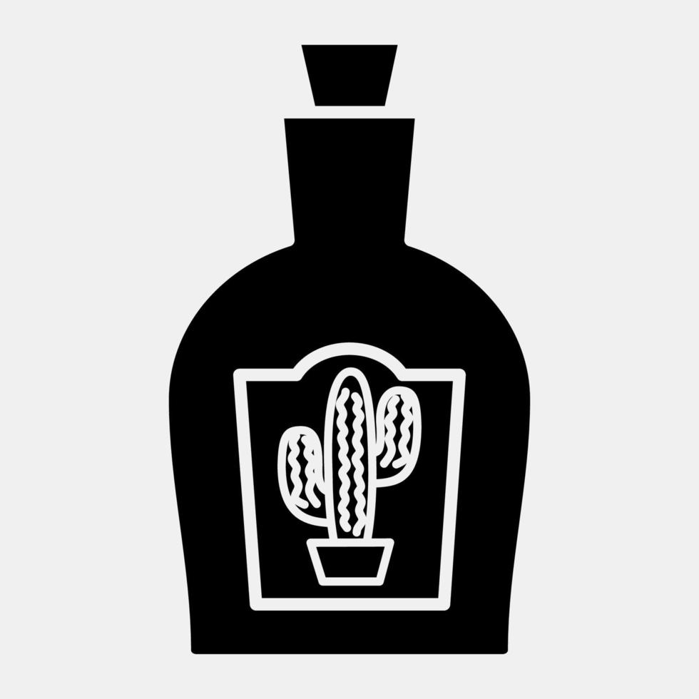 tequila ícone. dia dos elementos de celebração mortos. ícones no estilo glifo. bom para impressões, cartazes, logotipo, decoração de festa, cartão de felicitações, etc. vetor