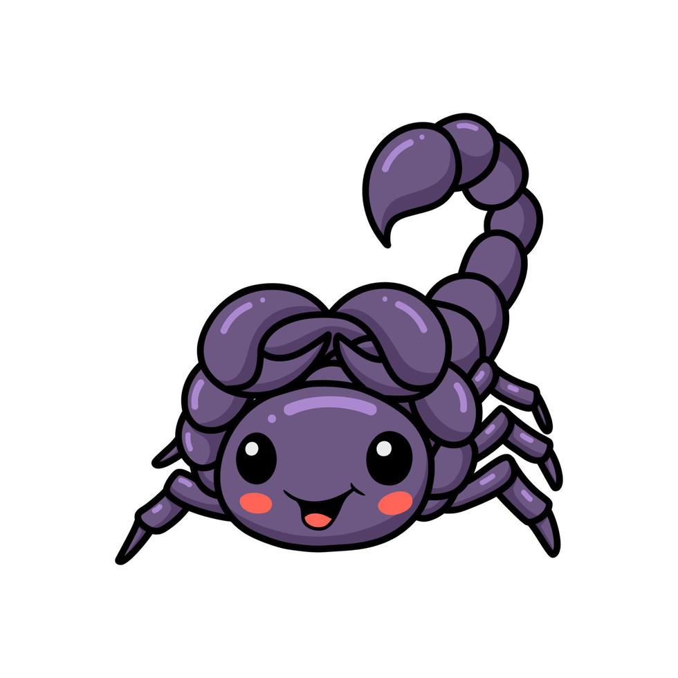 personagem de desenho animado bonito escorpião roxo vetor