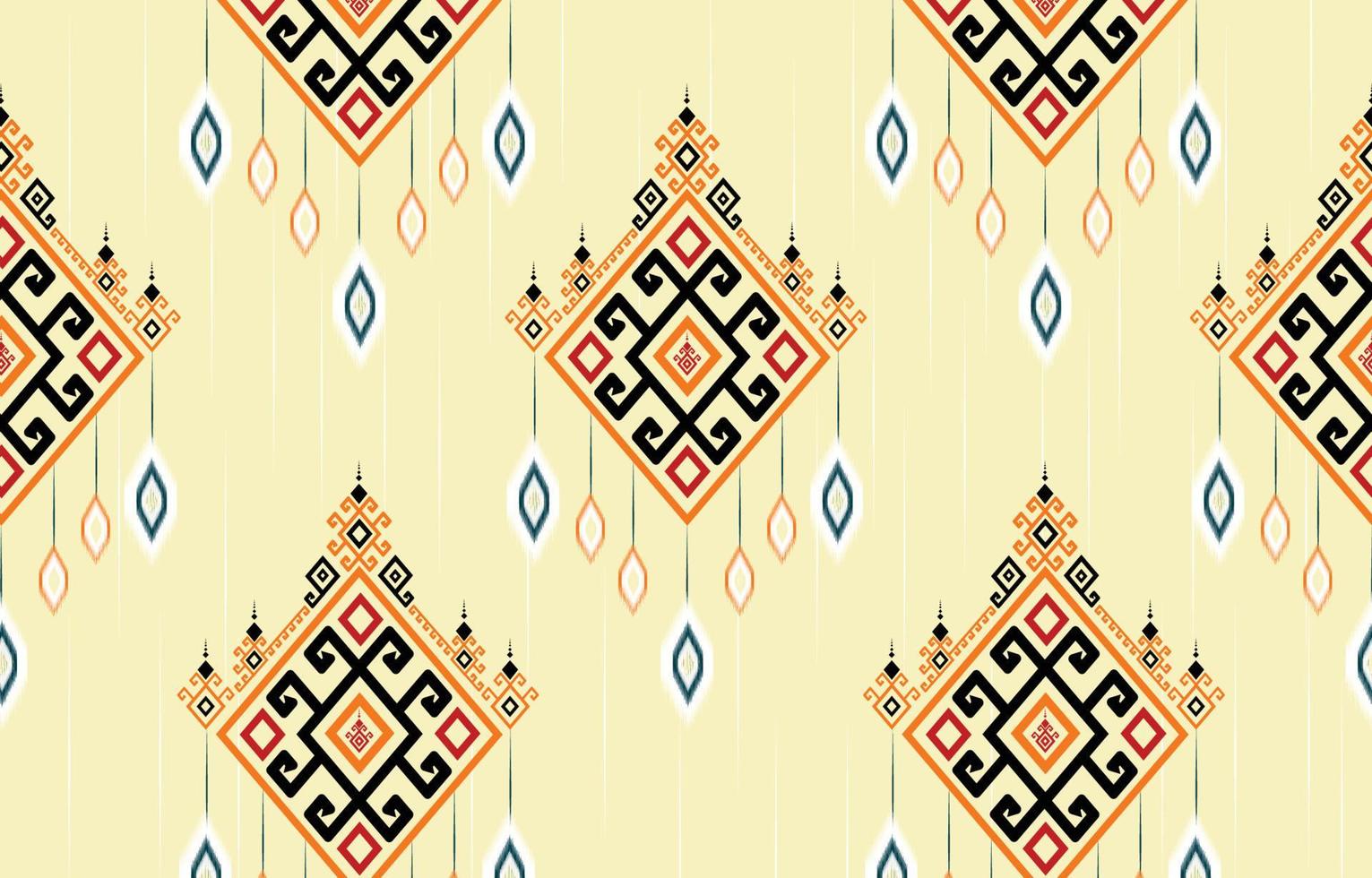 padrão de ikat colorido, estilo de arte sem costura oriental étnico ikat. design para fundo, tapete, papel de parede, roupas, embrulho, batik, tecido, pano de fundo, sarongue e ilustração vetorial. estilo de bordado vetor