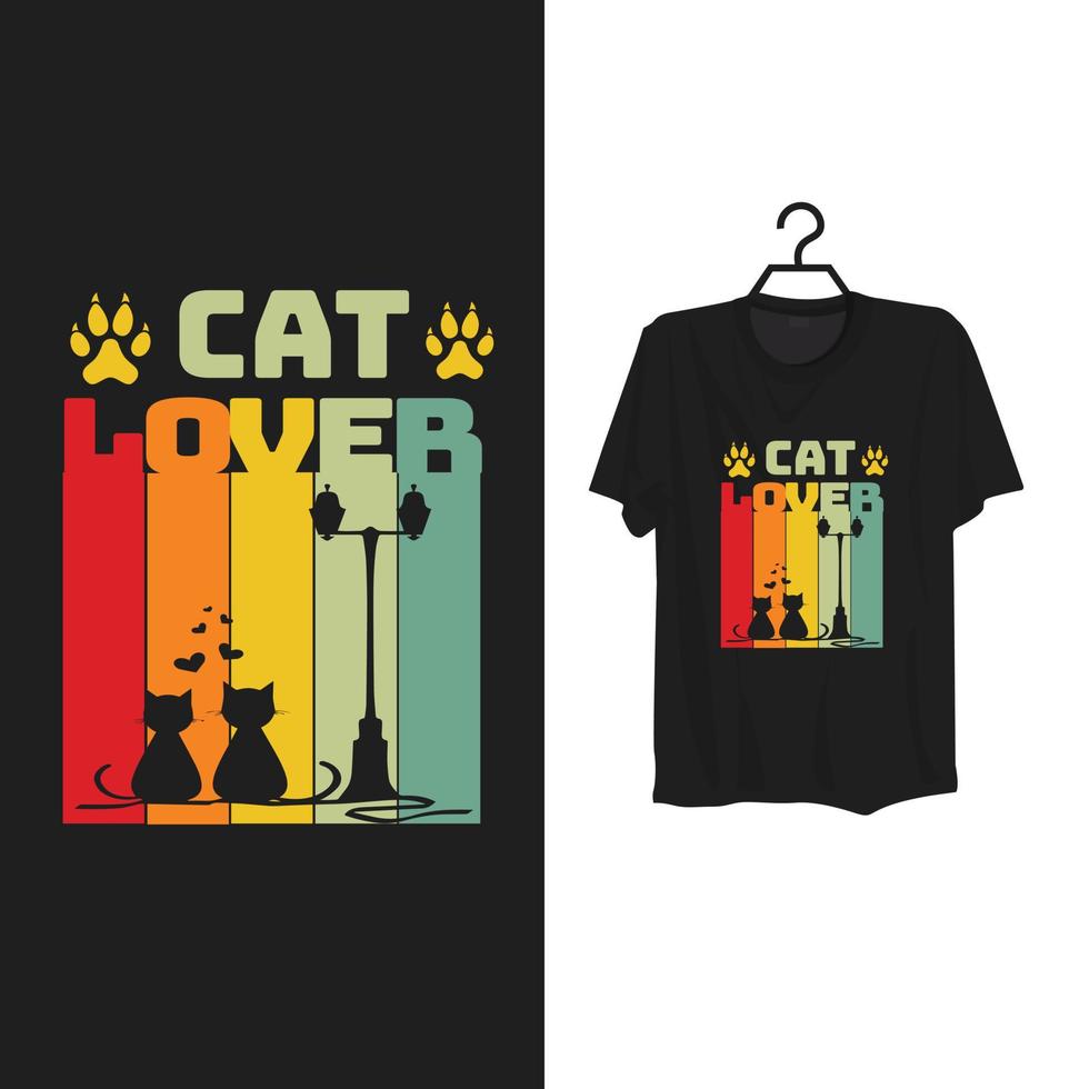 design de modelo de camiseta de amante de gato. vetor