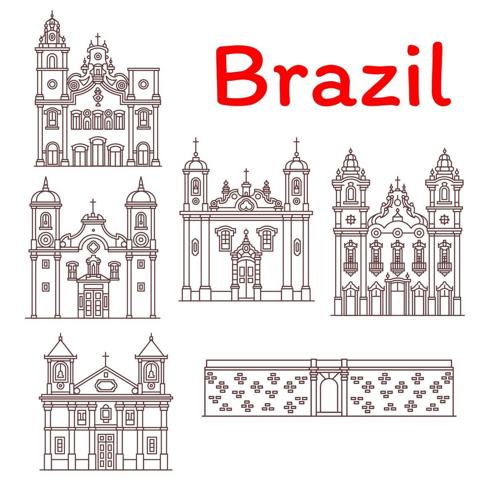marcos do brasil vetor ícones de linha de arquitetura